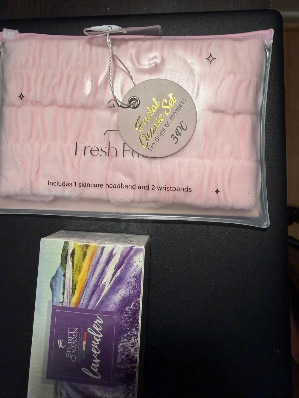 SECRET COLLAGEN LAVENDER SKIN REJUVENATING-ANTI-INFLAMMATORY FREE 3PC FACIAL SET